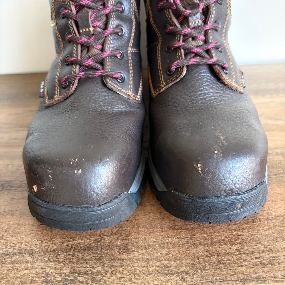 Wolverine Piper Waterproof Leather‎ Steel Toe Women's 8.5 Work Boots Brown Pink - Picture 4 of 9